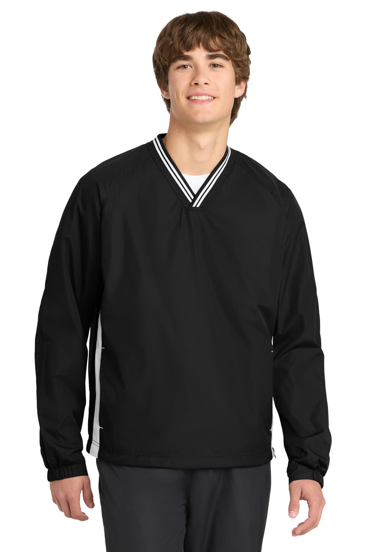 Sport-Tek ® Tipped V-Neck Raglan Wind Shirt. JST62 thumbnail 3