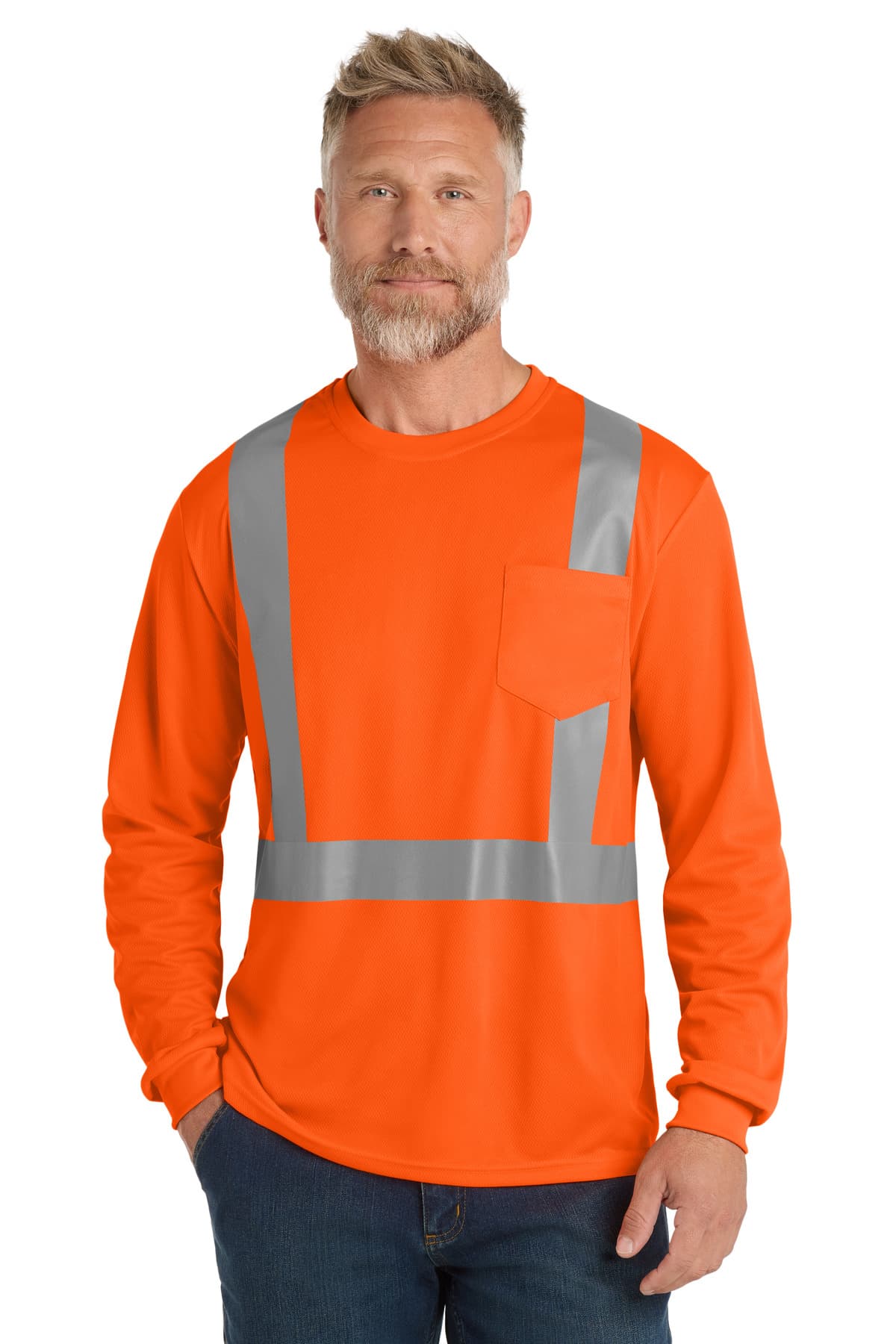 CornerStone ® ANSI 107 Class 2 Mesh Long Sleeve Tee. CS201 thumbnail 2