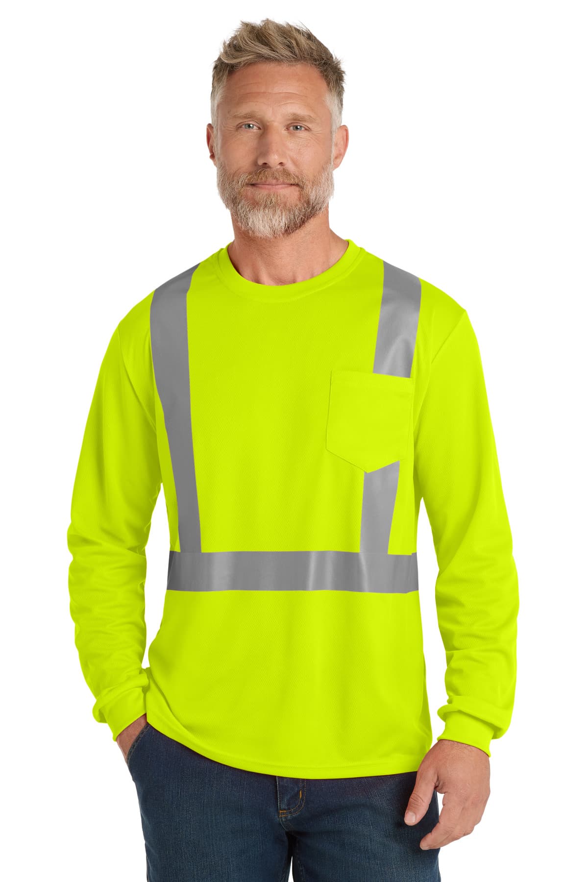 CornerStone ® ANSI 107 Class 2 Mesh Long Sleeve Tee. CS201 thumbnail 3