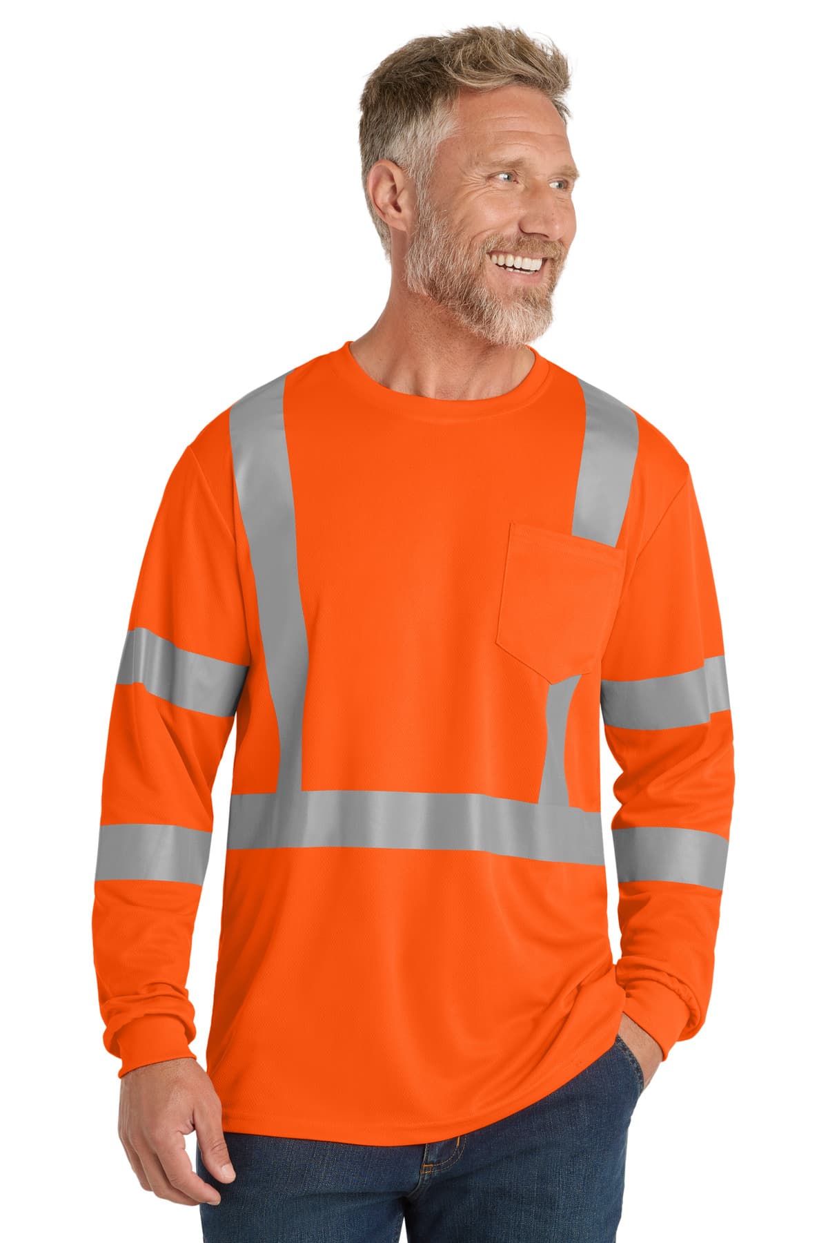 CornerStone ® ANSI 107 Class 3 Mesh Long Sleeve Tee. CS203 thumbnail 2