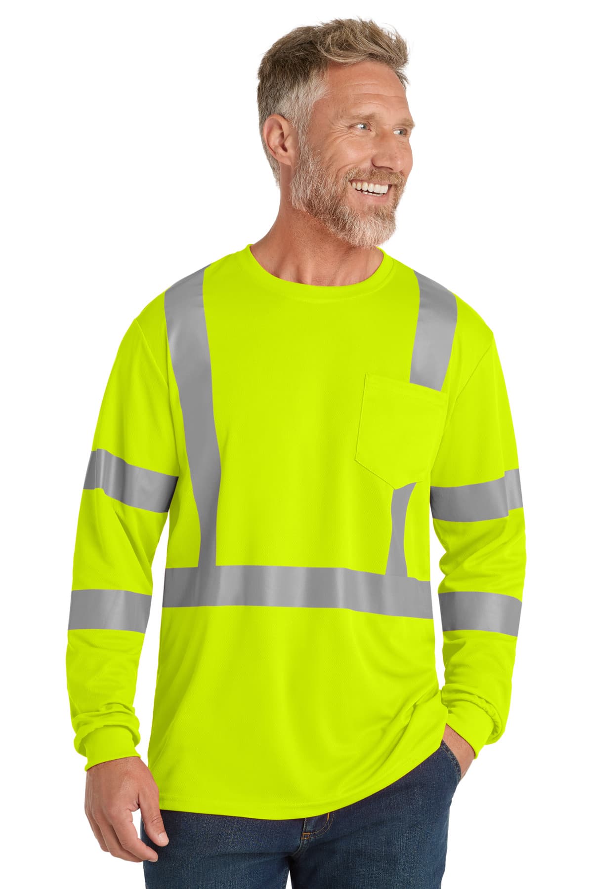 CornerStone ® ANSI 107 Class 3 Mesh Long Sleeve Tee. CS203 thumbnail 3