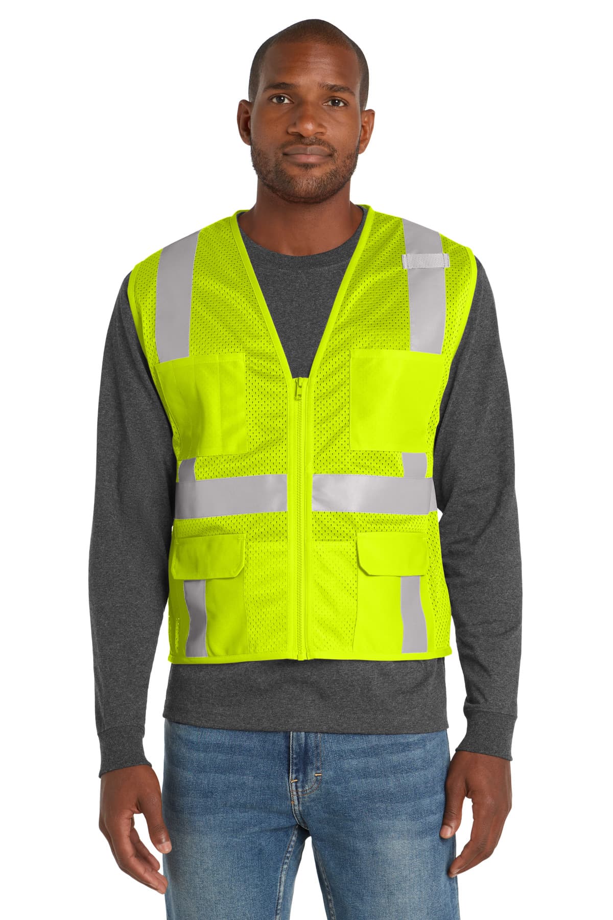 CornerStone ® ANSI 107 Class 2 Mesh Six-Pocket Zippered Vest. CSV104 thumbnail 3