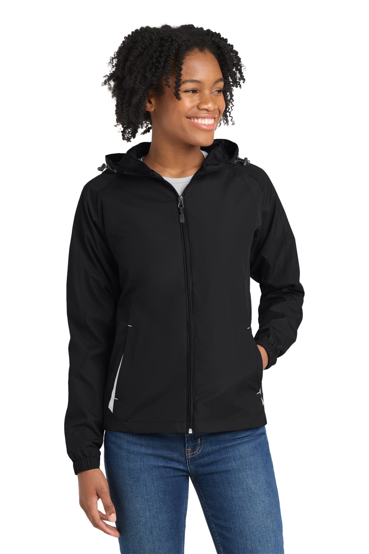 Sport-Tek ® Women's Colorblock Hooded Raglan Jacket. LST76 thumbnail 2