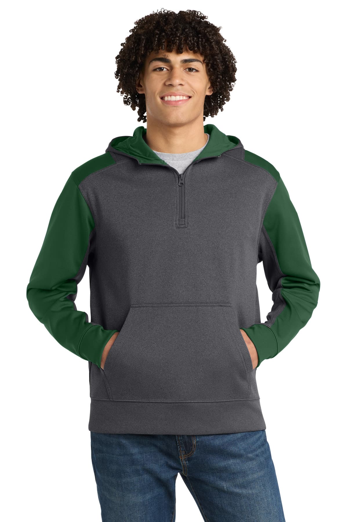 Sport-Tek ® Tech Fleece Colorblock 1/4-Zip Hooded Sweatshirt. ST249 thumbnail 3