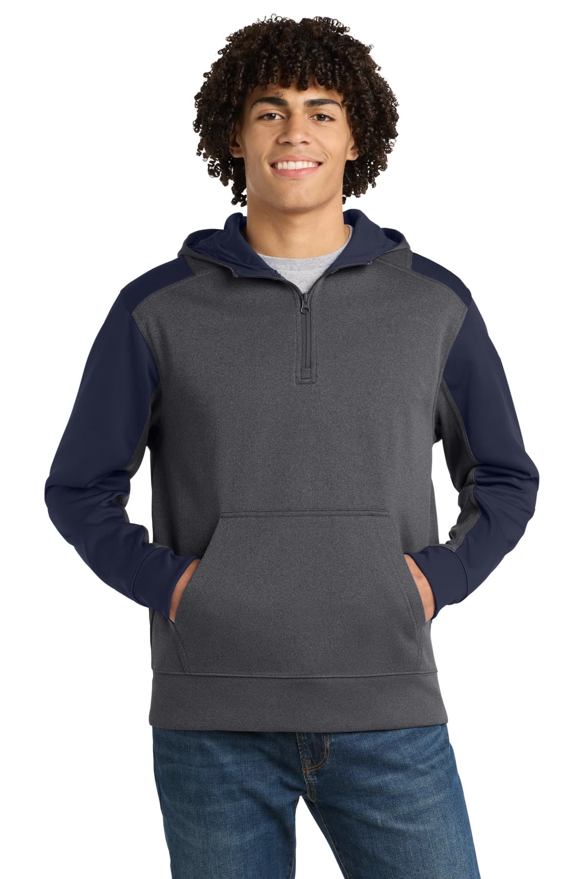Sport-Tek ® Tech Fleece Colorblock 1/4-Zip Hooded Sweatshirt. ST249 thumbnail 5