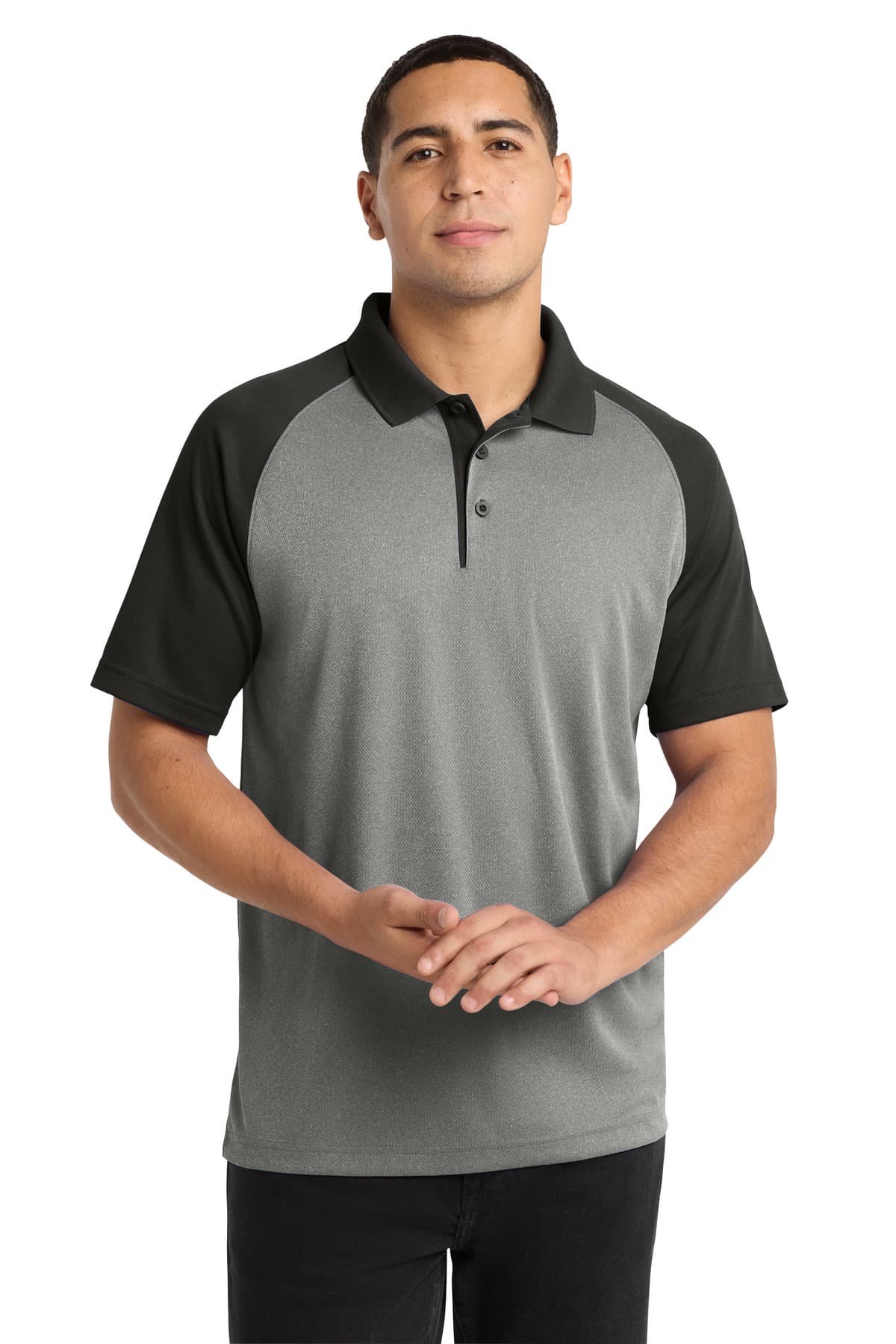 Sport-Tek ® PosiCharge ® RacerMesh ® Raglan Heather Block Polo. ST641 thumbnail 2
