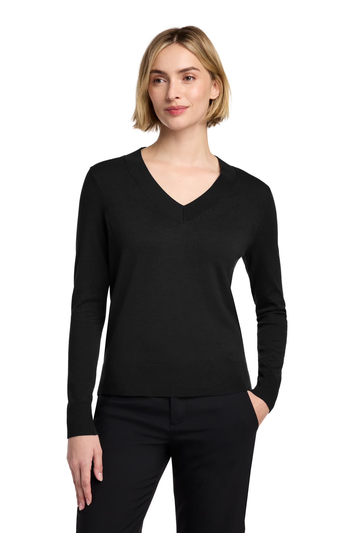 Brooks Brothers ® Women's Cotton Stretch V-Neck Sweater BB18401 thumbnail 2