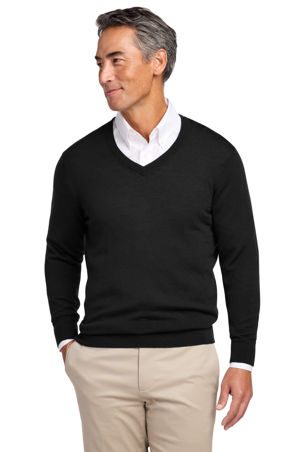 Brooks Brothers ® Washable Merino V-Neck Sweater BB18410 thumbnail 2