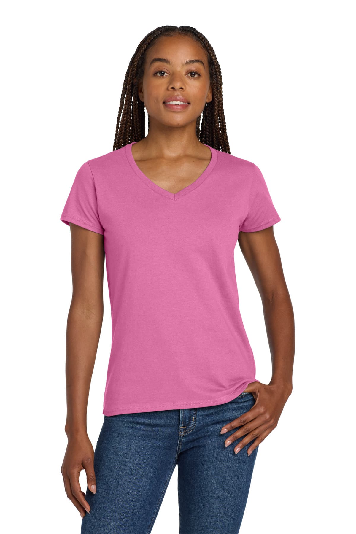 Gildan ® Women's Heavy Cotton  100% Cotton V-Neck T-Shirt. 5V00L thumbnail 4