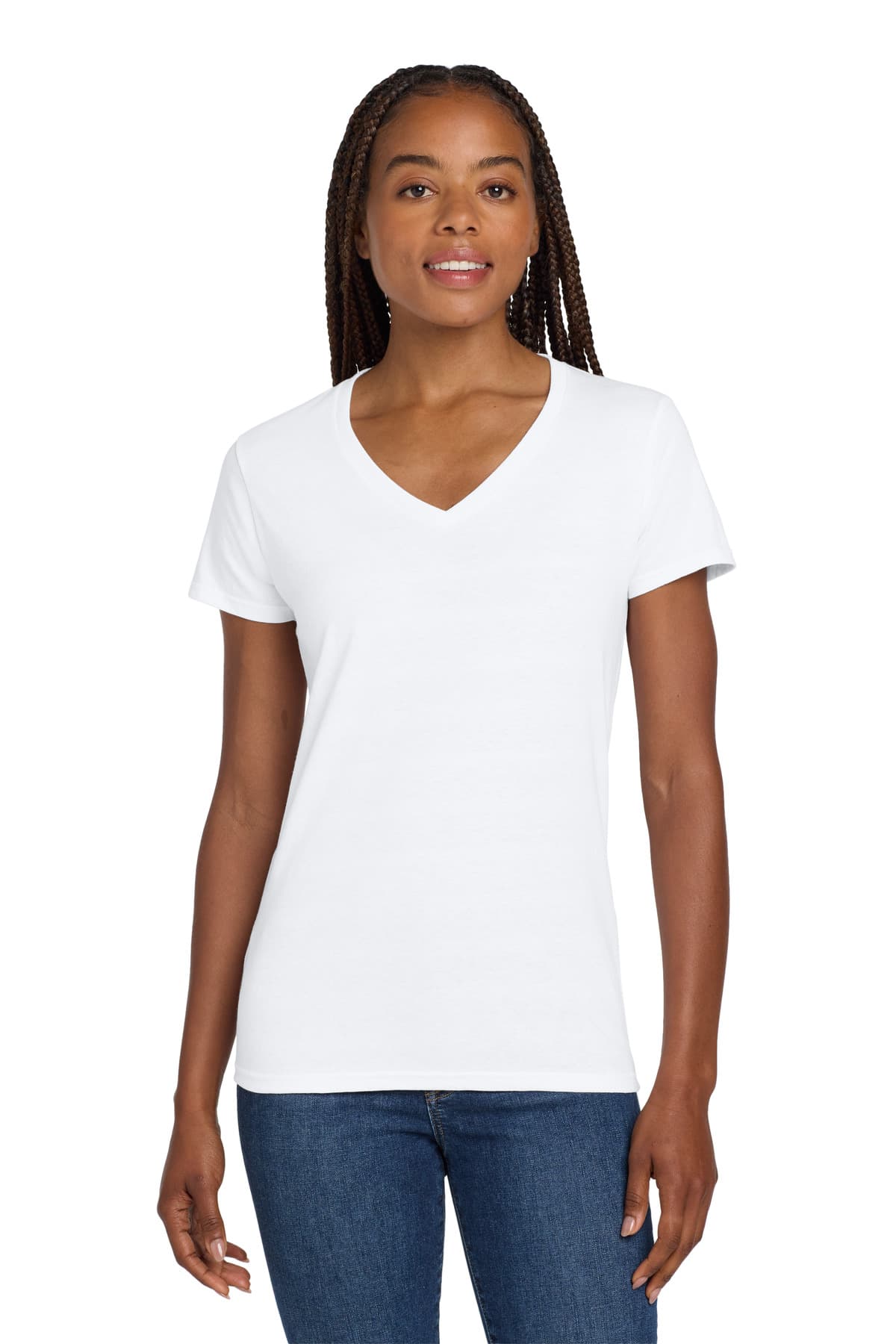 Gildan ® Women's Heavy Cotton  100% Cotton V-Neck T-Shirt. 5V00L thumbnail 2