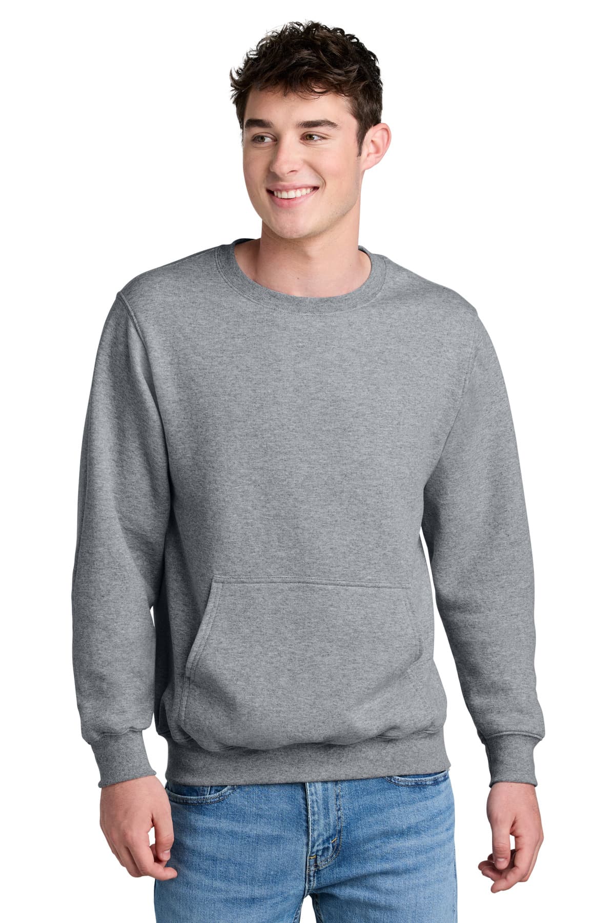 Port & Co  Core Fleece Crewneck Pocket Sweatshirt PC78PKT thumbnail 2