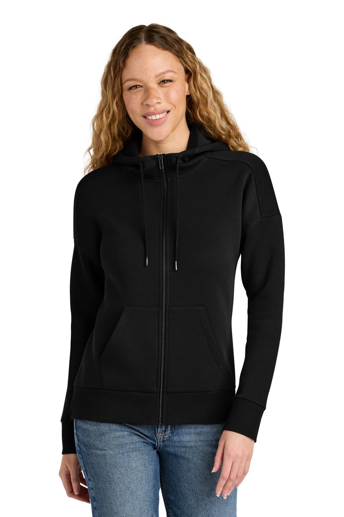 District ® Women's Perfect Weight ® Fleece Drop Shoulder Full-Zip Hoodie DT1104 thumbnail 4