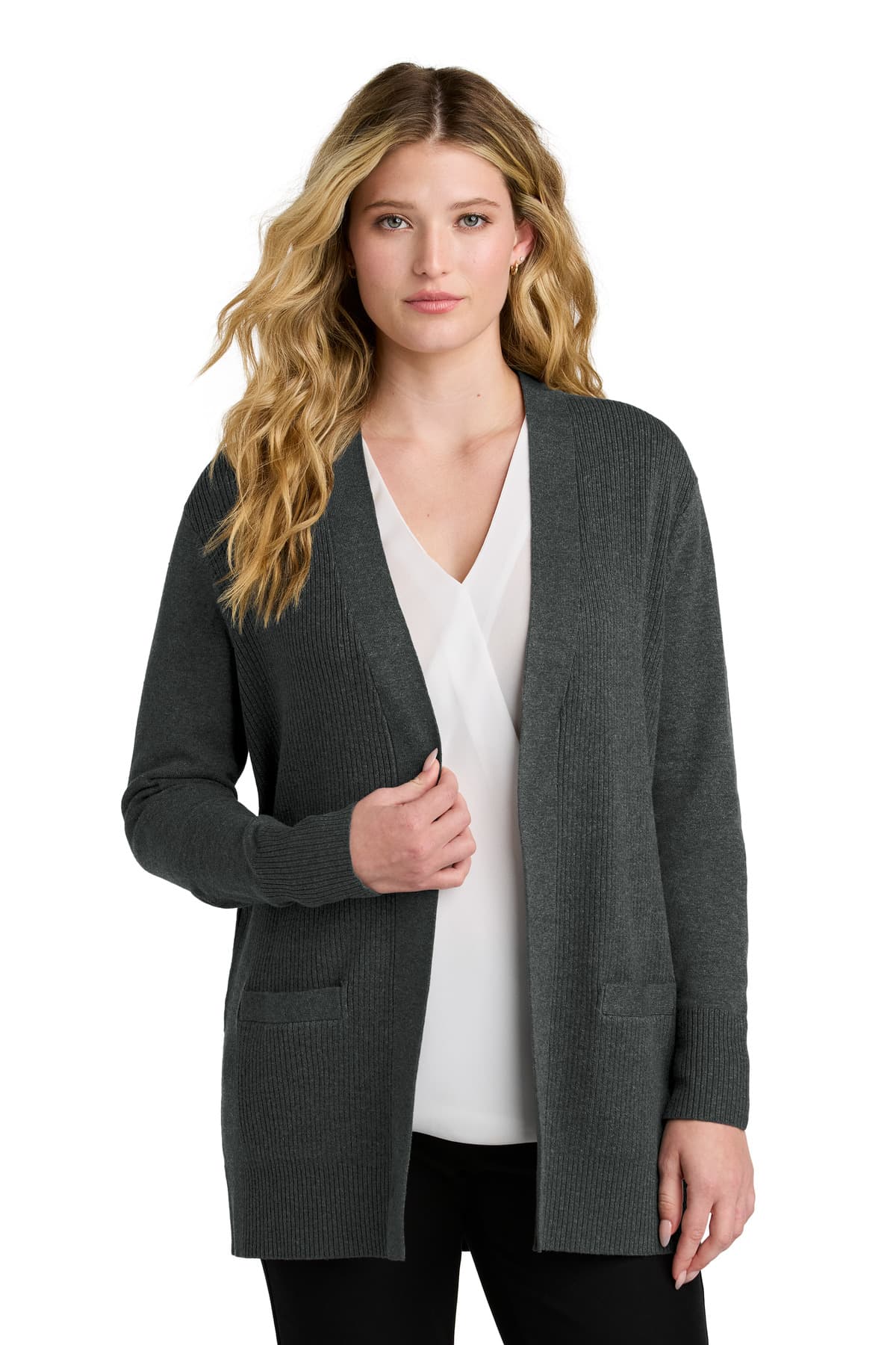 Port Authority ® Women's Easy Care Open-Front Cardigan Sweater LSW2890 thumbnail 2