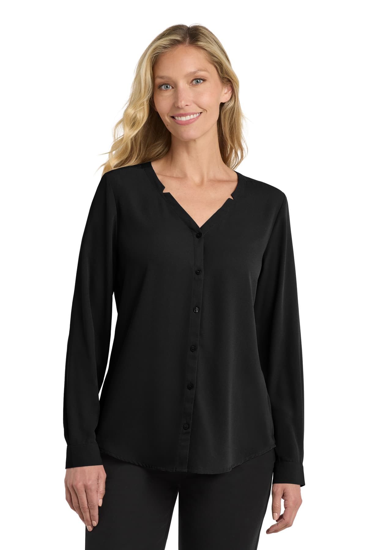 Port Authority ® Women's Long Sleeve Button-Front Blouse. LW700 thumbnail 2