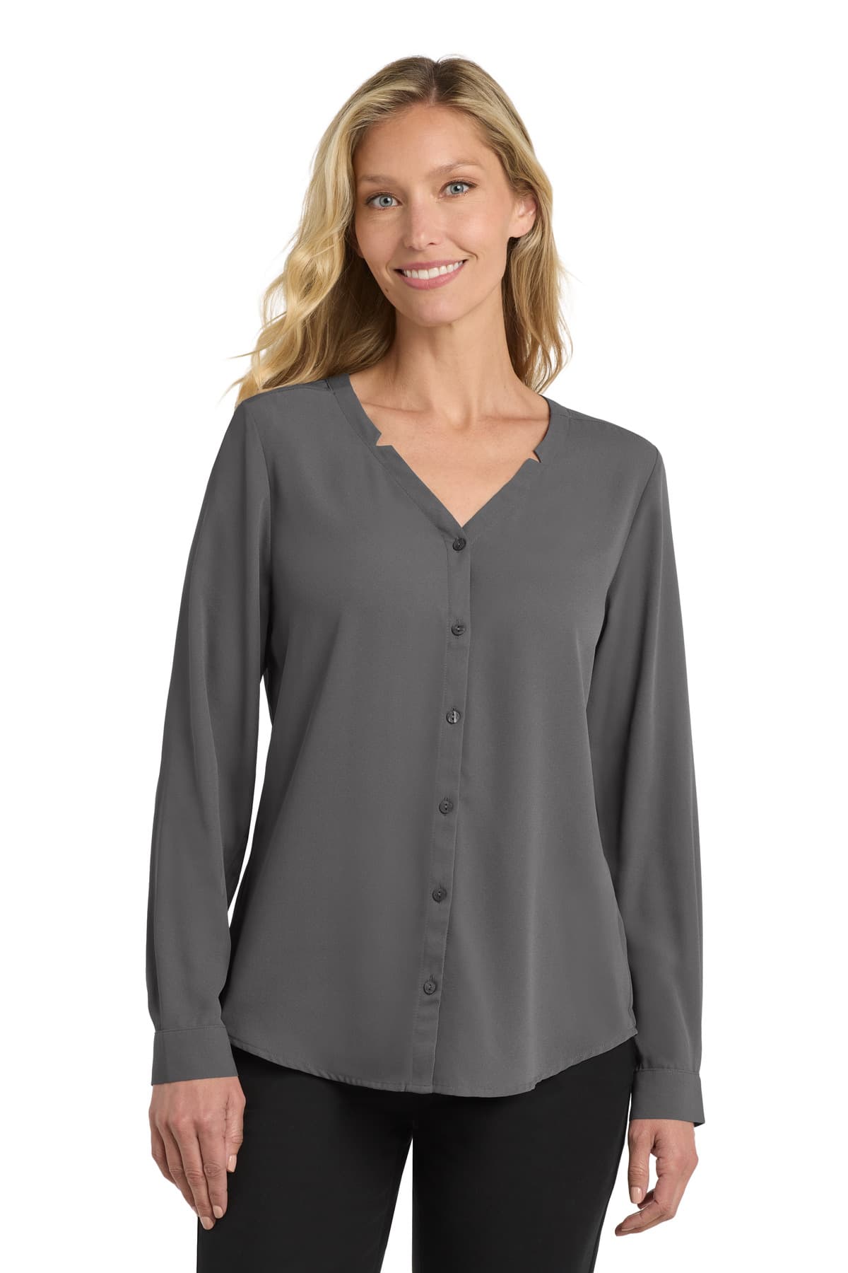 Port Authority ® Women's Long Sleeve Button-Front Blouse. LW700 thumbnail 3