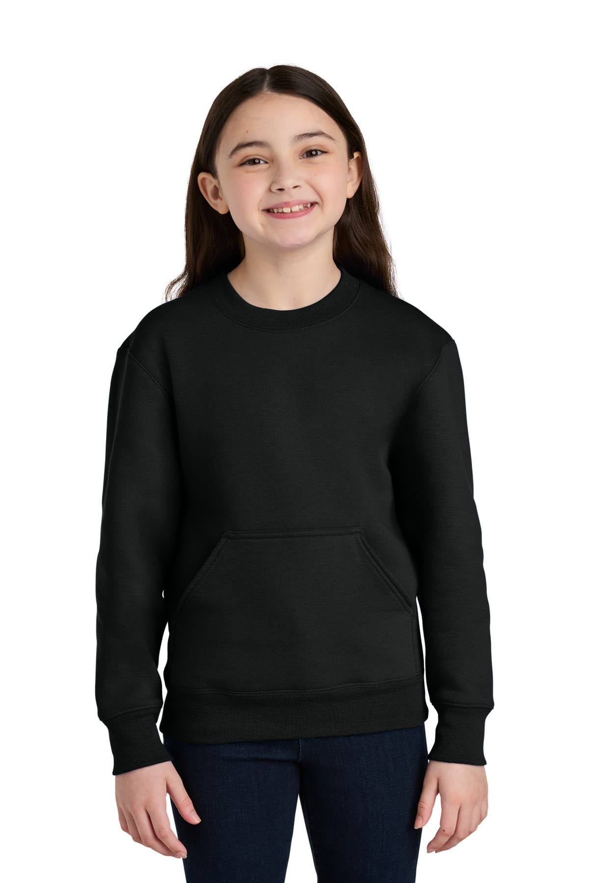 Port & Co  Youth Core Fleece Crewneck Pocket Sweatshirt PC78YPKT thumbnail 5