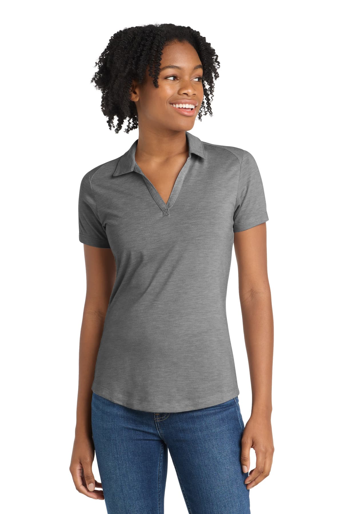 Sport-Tek ® Women's PosiCharge ® Tri-Blend Wicking Polo. LST405 thumbnail 3