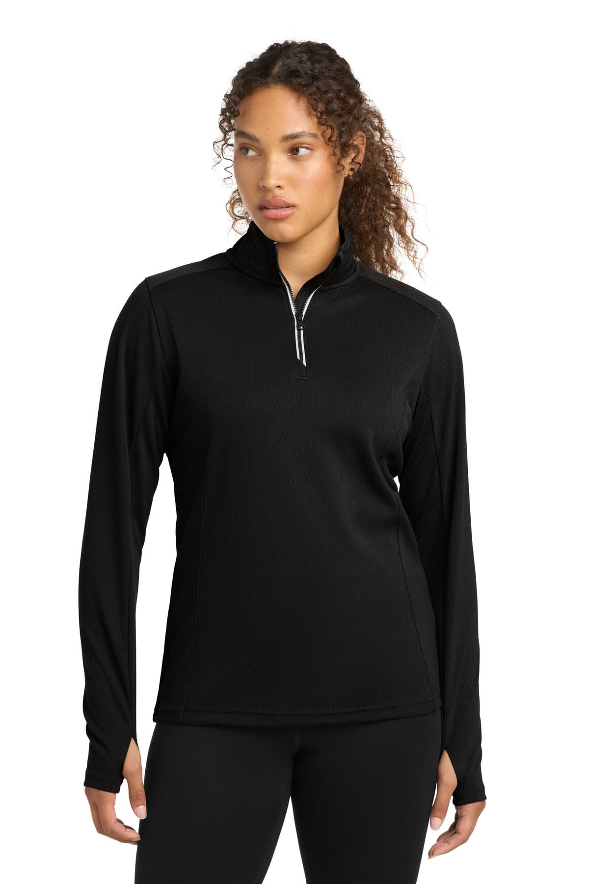 Sport-Tek ® Women's Sport-Wick ® Textured 1/4-Zip Pullover. LST860 thumbnail 2