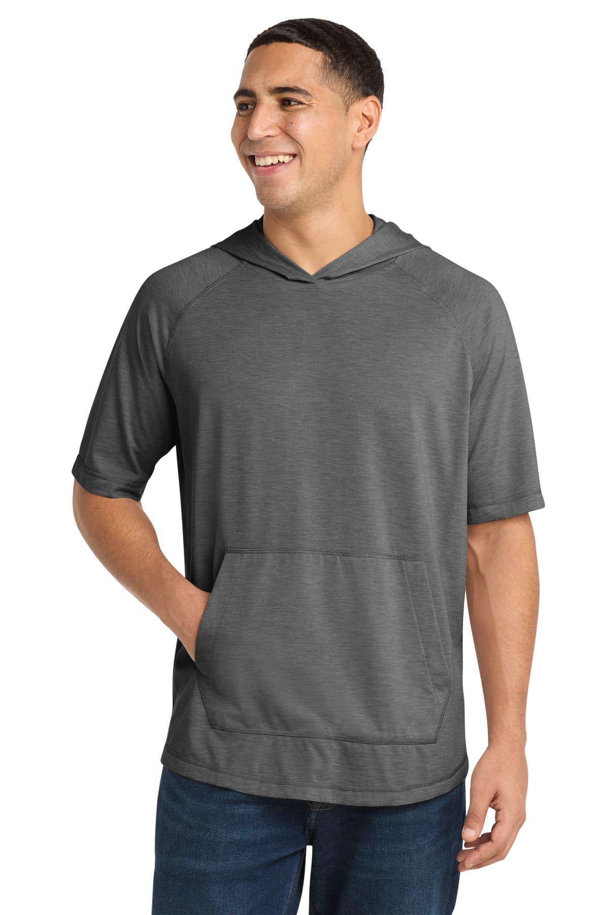 Sport-Tek ® PosiCharge ® Tri-Blend Wicking Short Sleeve Hoodie. ST404 thumbnail 3