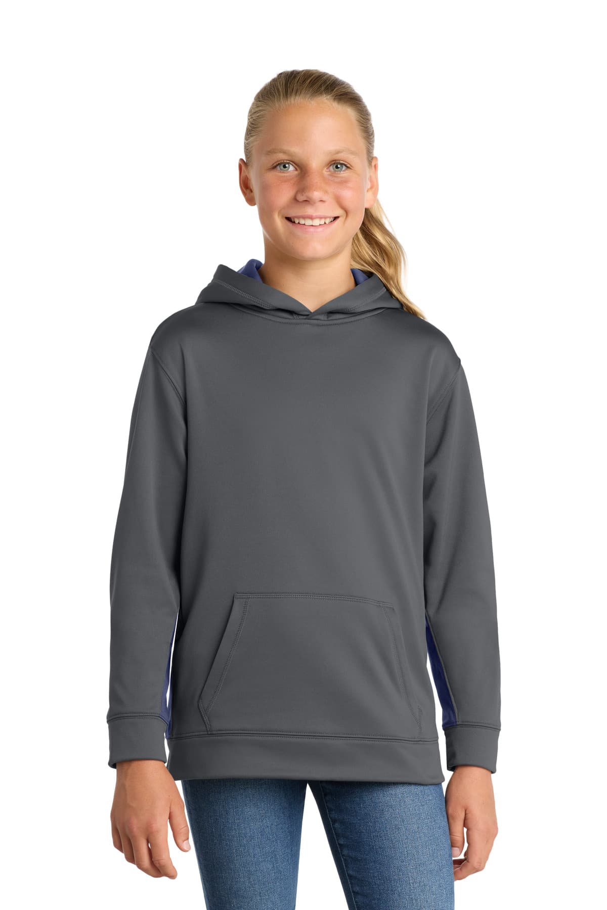 Sport-Tek ® Youth Sport-Wick ® Fleece Colorblock Hooded Pullover. YST235 thumbnail 5
