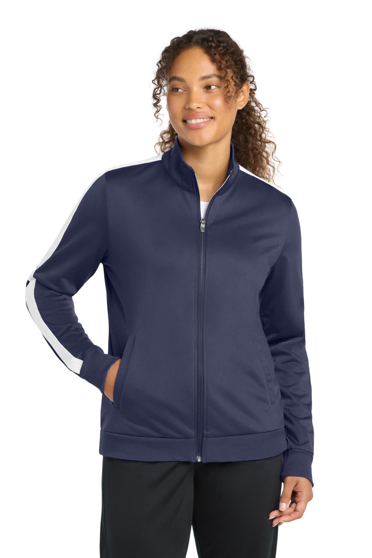 Sport-Tek ® Ladies Tricot Sleeve Stripe Track Jacket. LST94 thumbnail 4