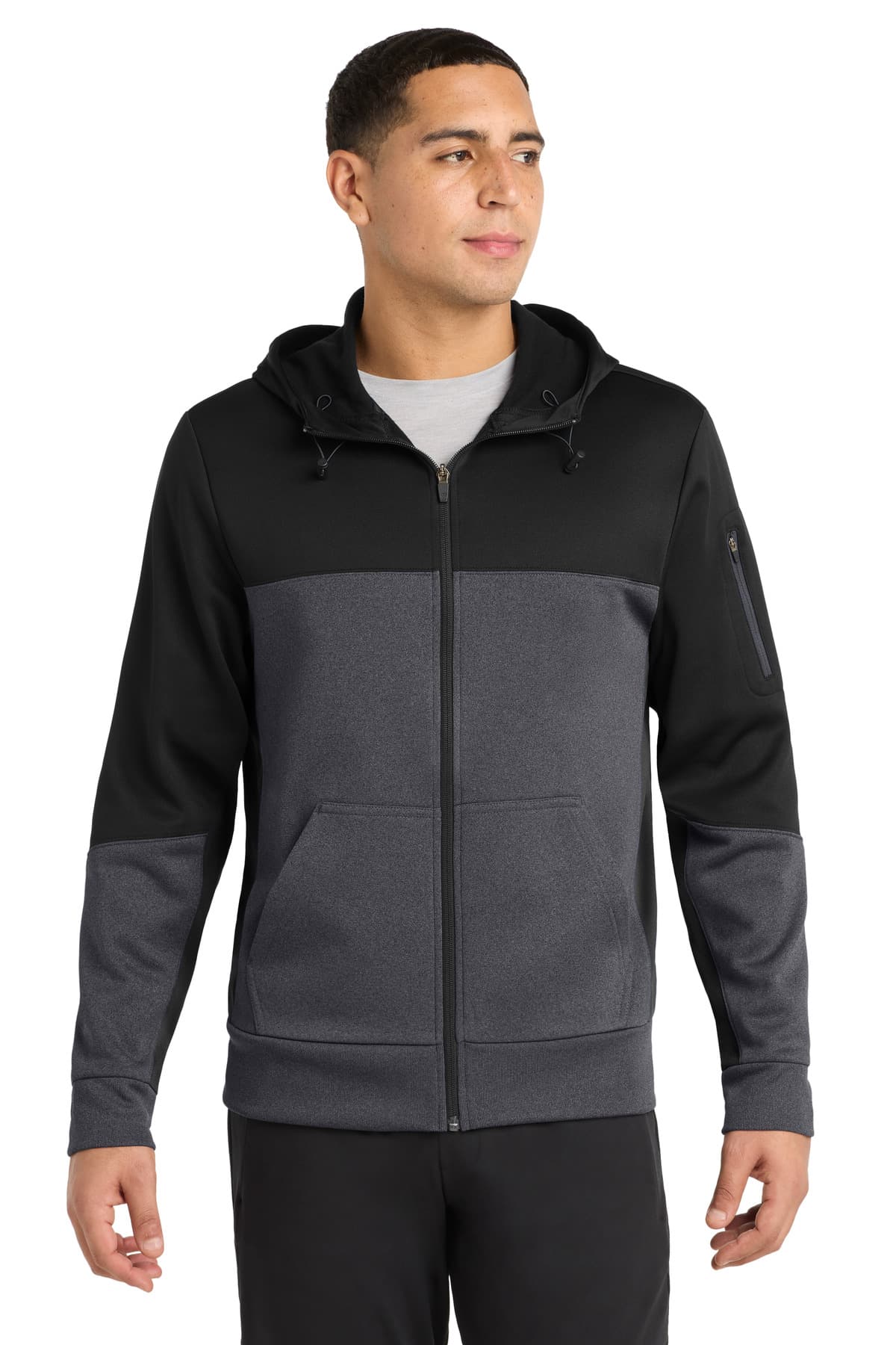 Sport-Tek ® Tech Fleece Colorblock Full-Zip Hooded Jacket. ST245 thumbnail 2