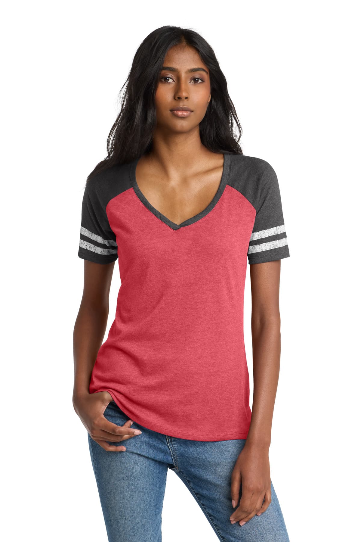 District ® Women's Game V-Neck Tee. DM476 thumbnail 3