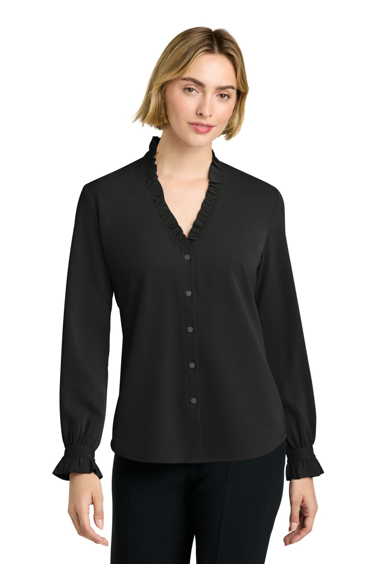 Brooks Brothers ® Women's Long Sleeve Ruffle Collar Blouse BB18011 thumbnail 2