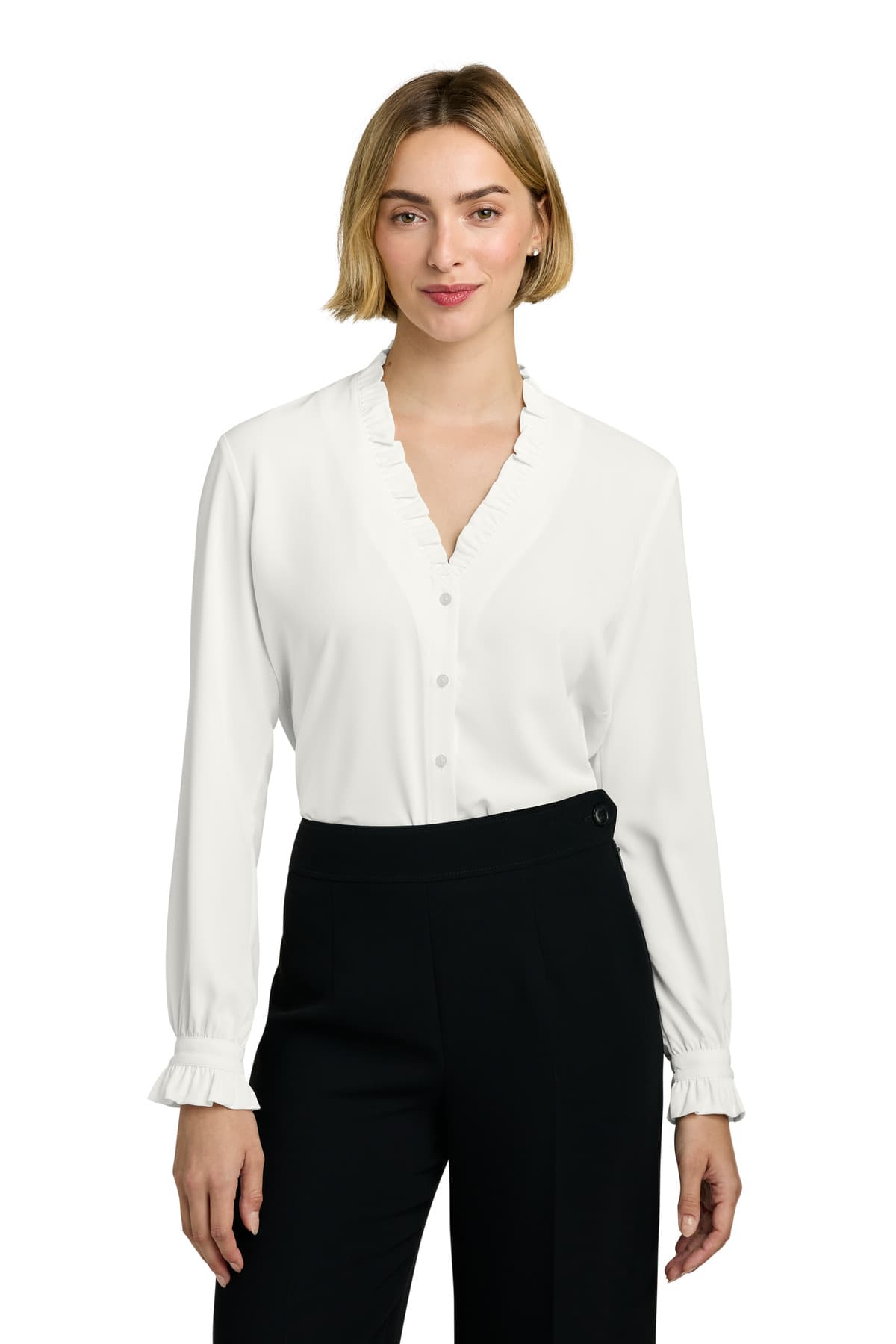 Brooks Brothers ® Women's Long Sleeve Ruffle Collar Blouse BB18011 thumbnail 3