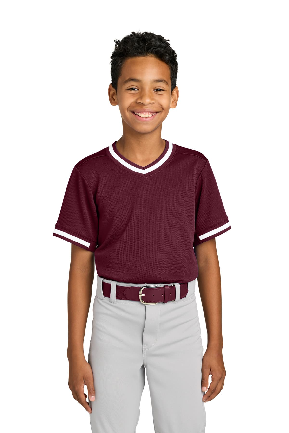 Sport-Tek ® Youth Tough Mesh V-Neck Baseball Jersey YST221 thumbnail 4