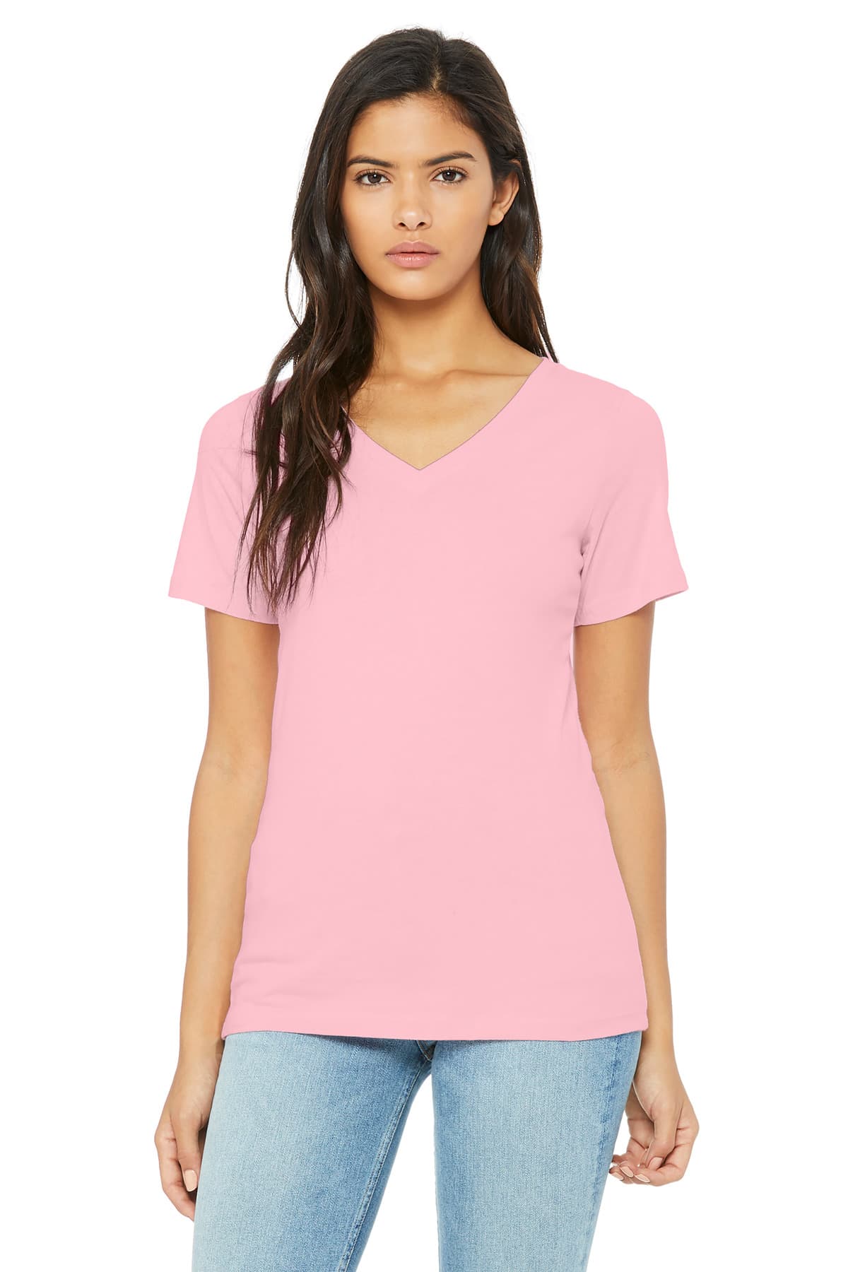 BELLA+CANVAS ® Women's Relaxed Jersey Short Sleeve V-Neck Tee. BC6405 thumbnail 3