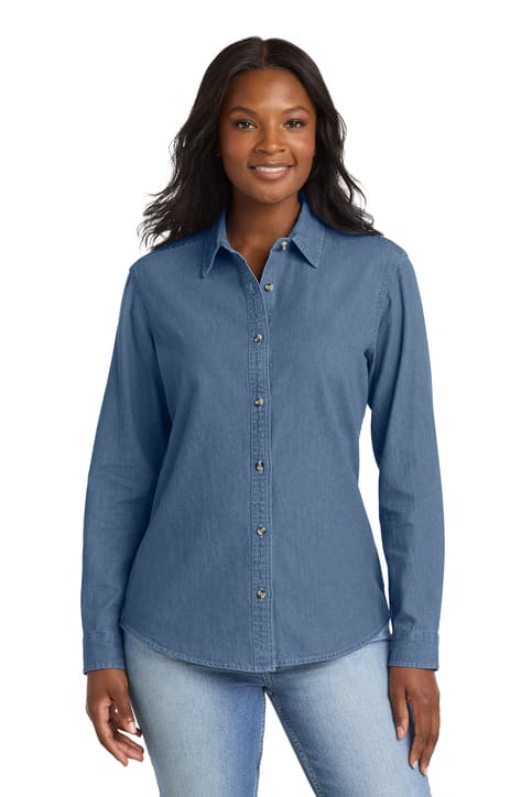 Port & Co ™ Women's Long Sleeve Value Denim Shirt. LSP10