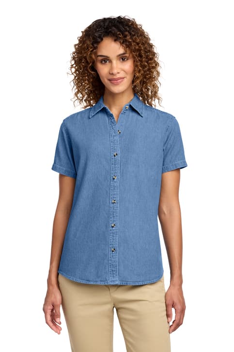 Port & Co ™ Women's Short Sleeve Value Denim Shirt. LSP11