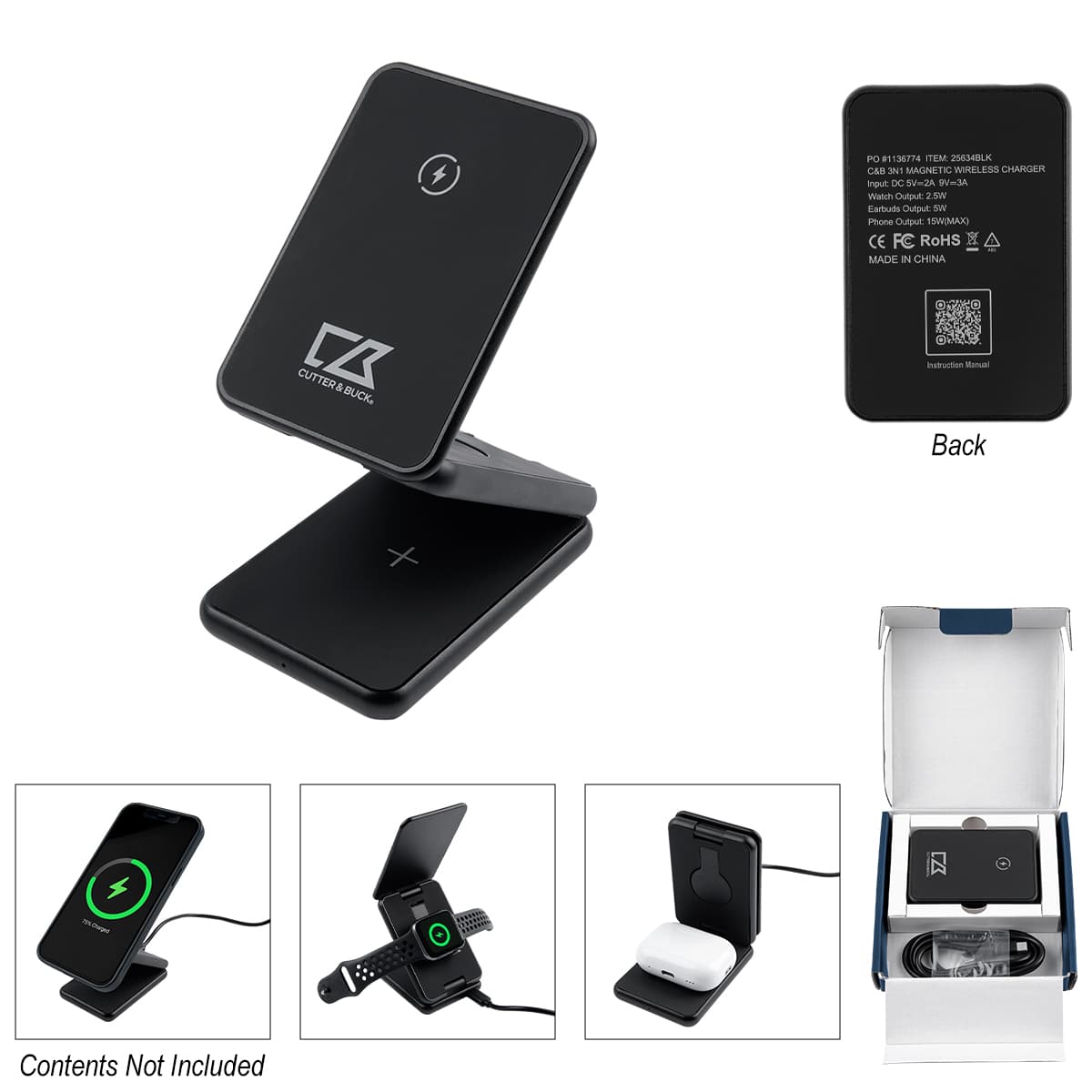 Cutter & Buck® 3-In-1 Magnetic Wireless Charger