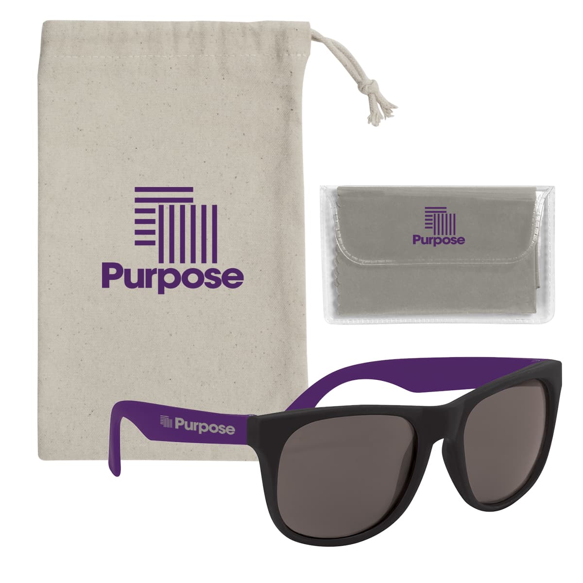 Rubberized Sunglasses With Microfiber Cloth And Pouch - Image 1