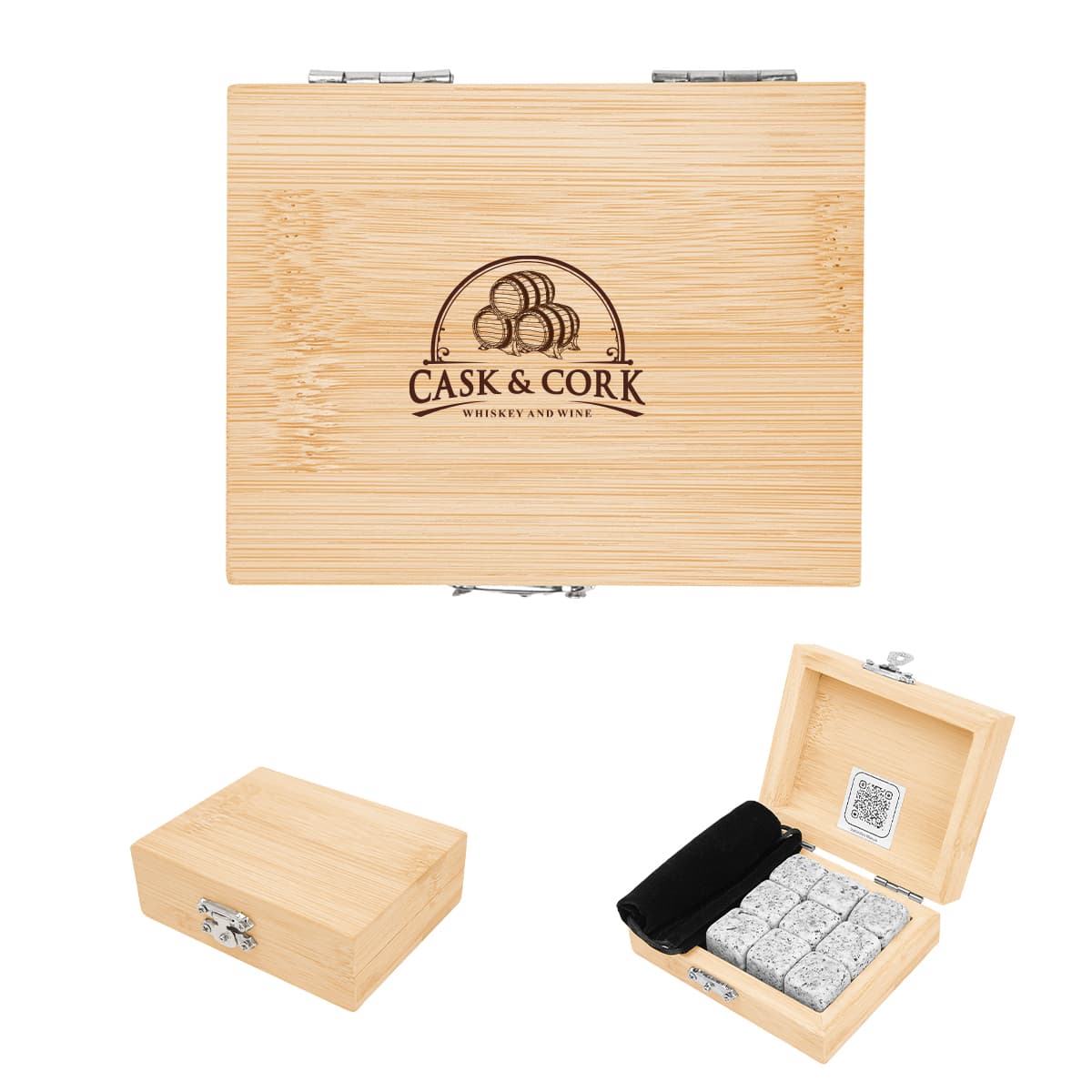 Whiskey Stone Ice Cubes in FSC® Bamboo Box