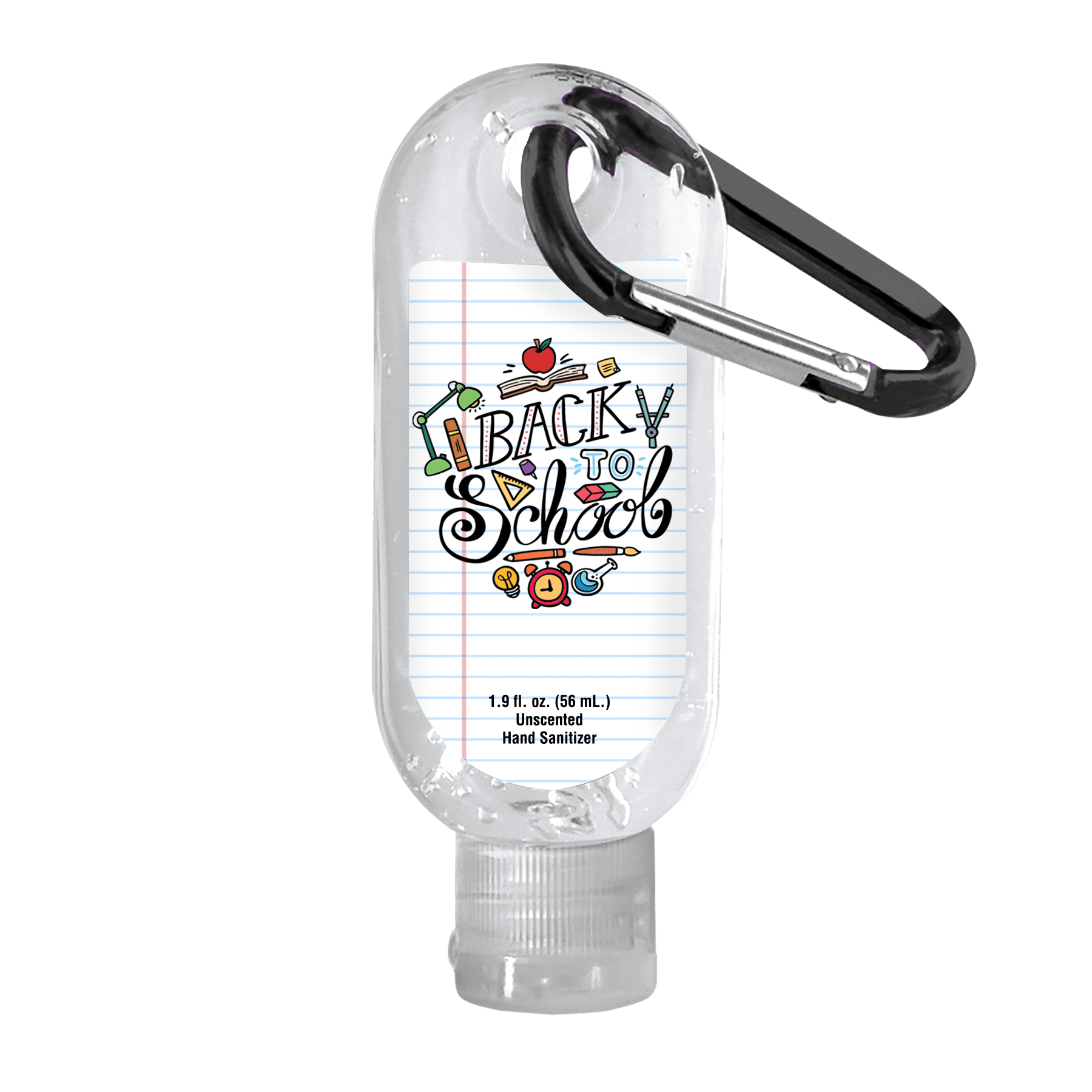 Clear Sanitizer in Clear Bottle with Carabiner - 1.9 oz.