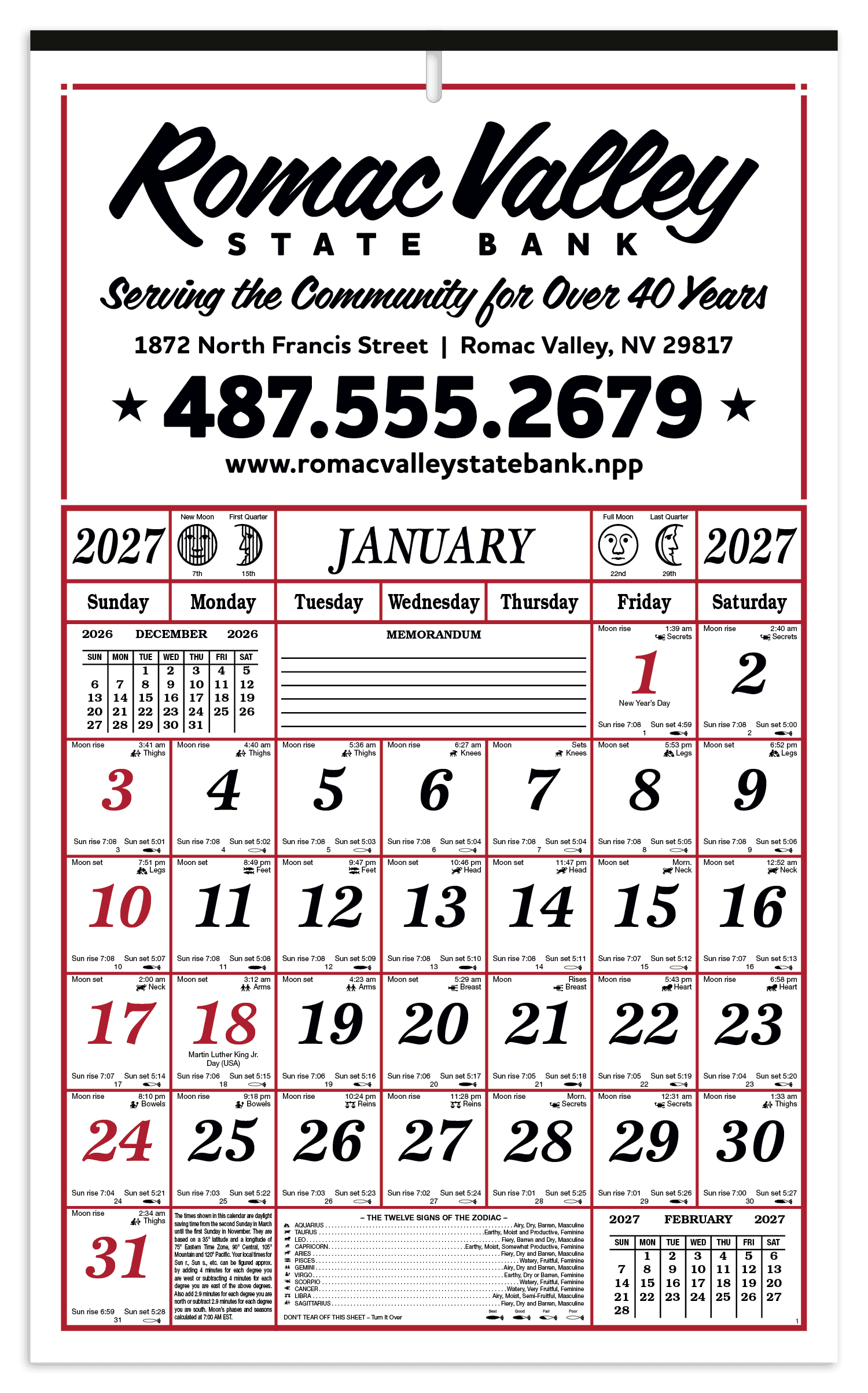 Skinner & Kennedy® 7-Sheet Almanac