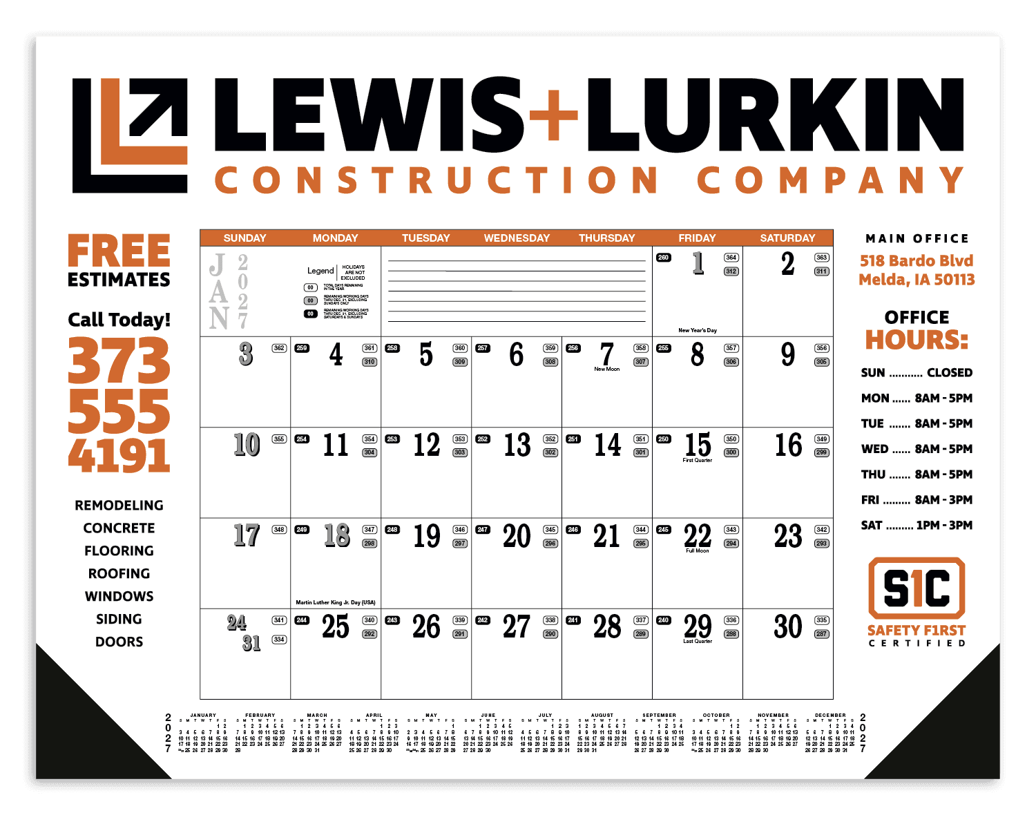 Skinner & Kennedy® Contractor's Desk Pad Calendar