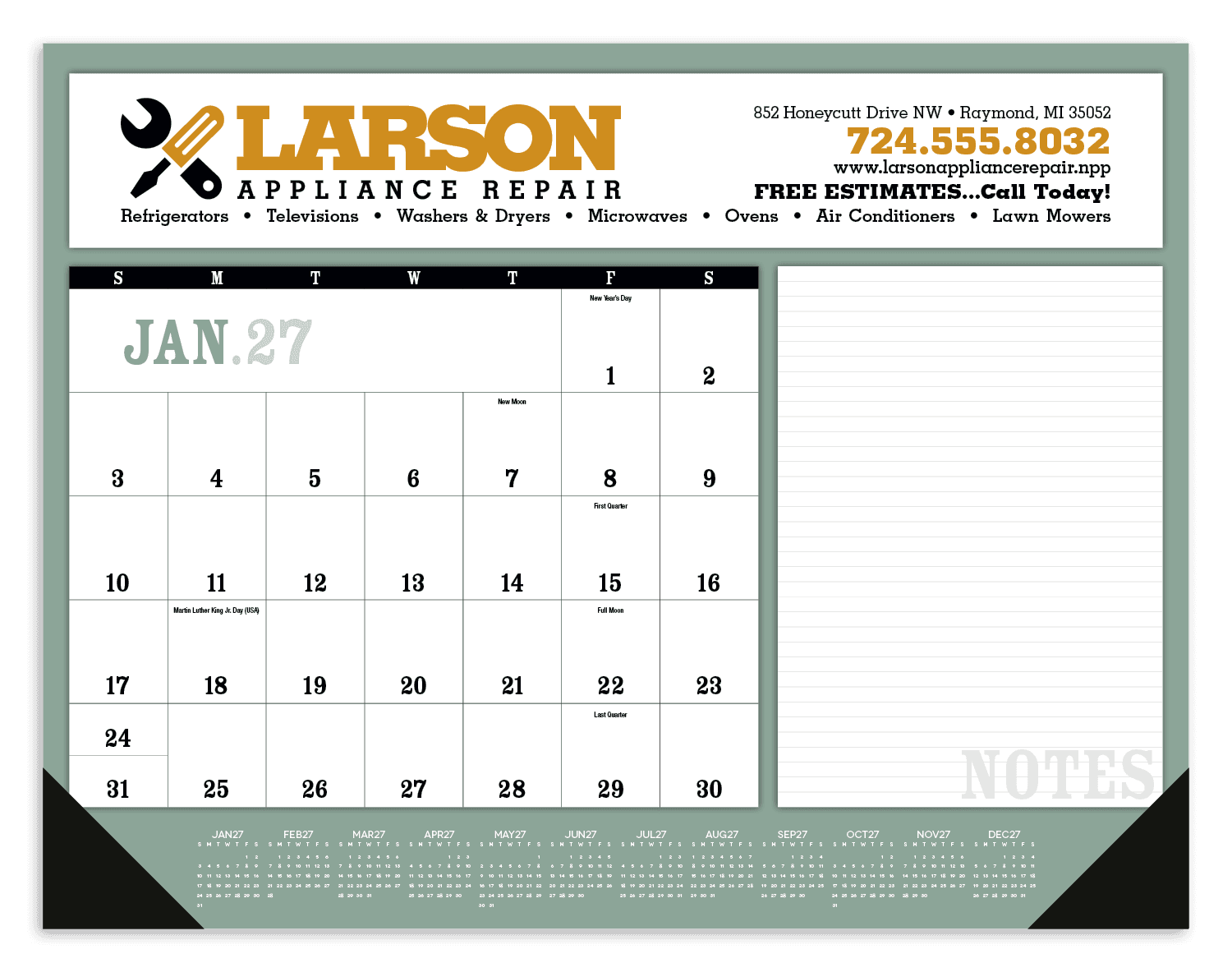Triumph® Calendars Notes Desk Pad with Vinyl Corners
