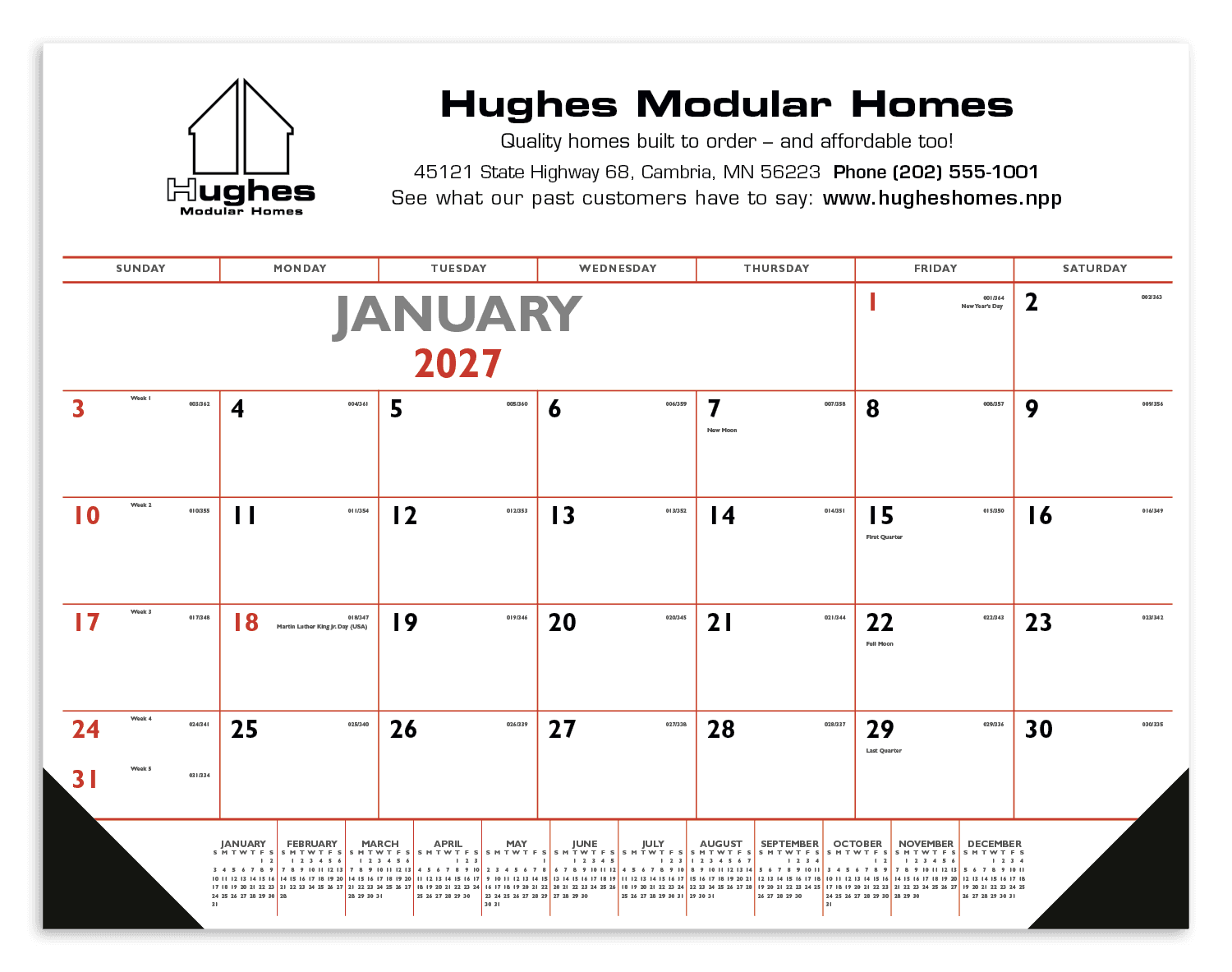 Triumph® Calendars Red & Black Desk Pad with Vinyl Corners