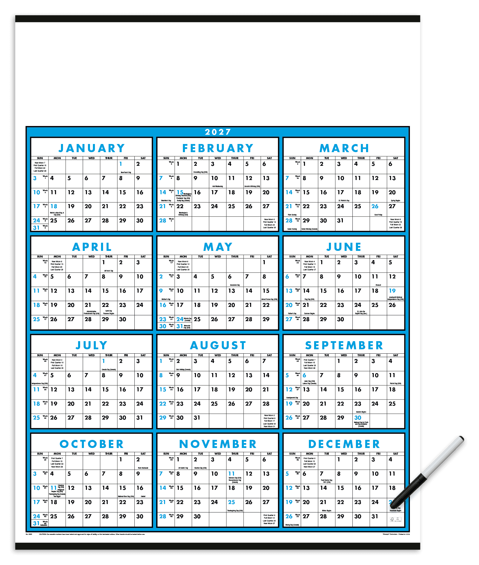 Triumph® Calendars Span-A-Year (Laminated with Marker) Calendar