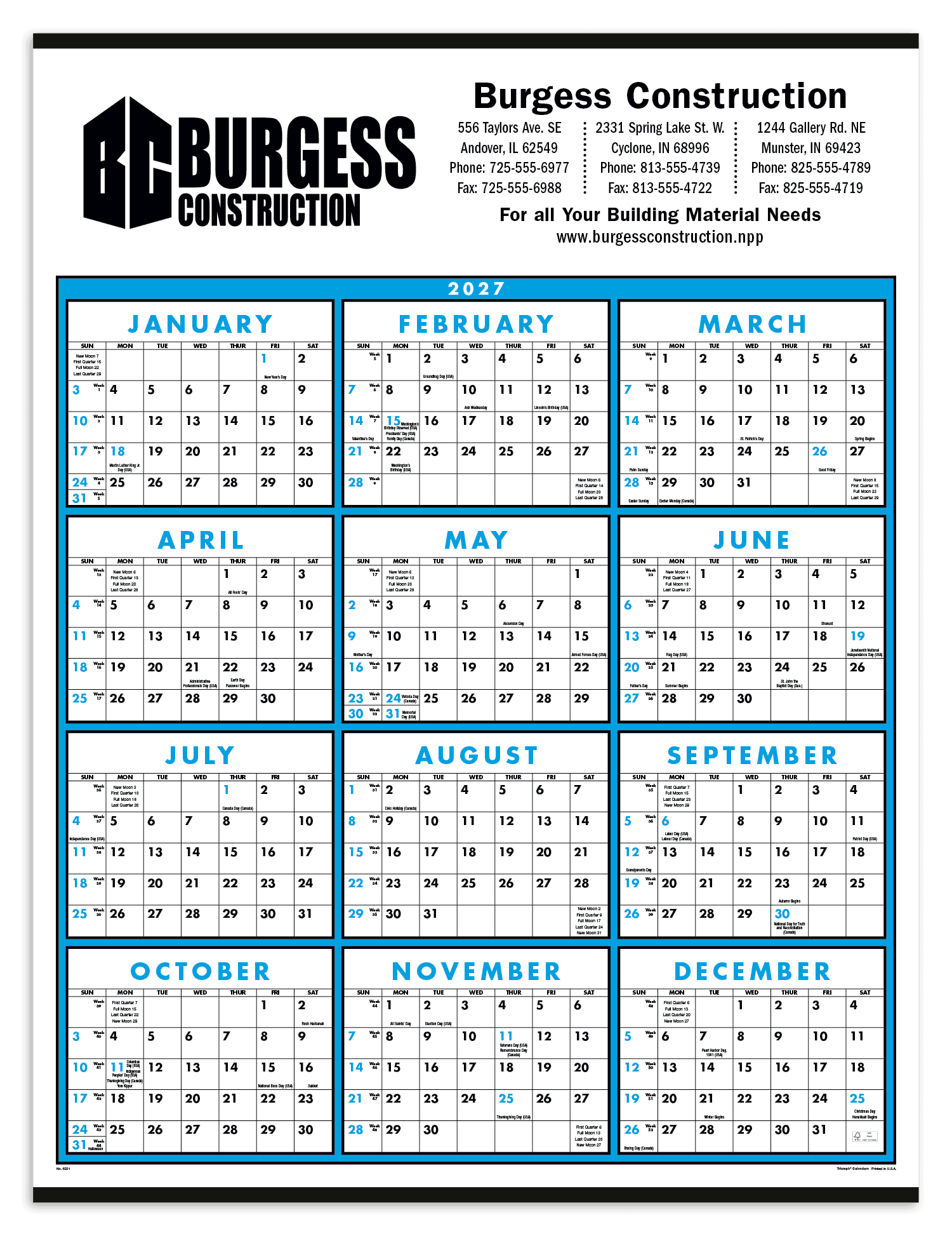 Triumph® Calendars Span-A-Year Non-Laminated Calendar
