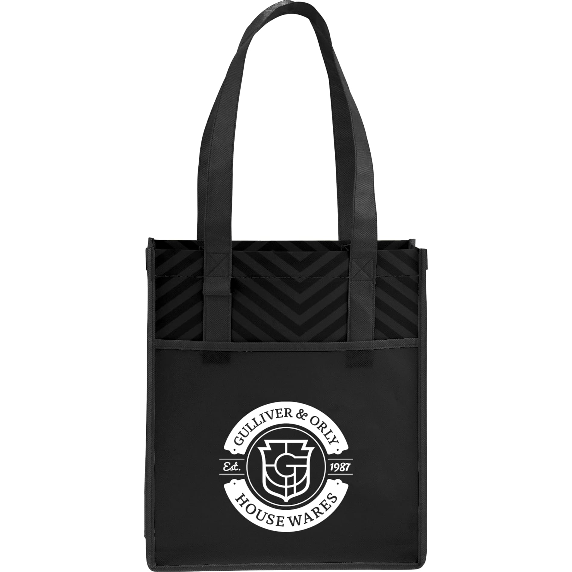 Printed Chevron Non-Woven Shopper Tote - Image 1