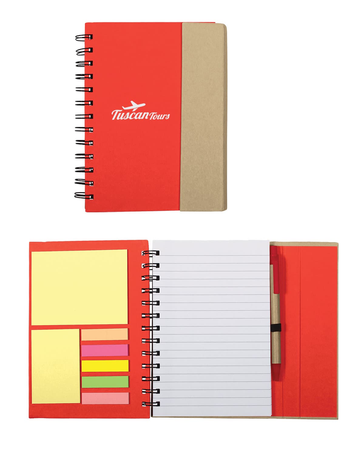 Spiral Notebook With Sticky Notes & Pen 5.75" x 7.25".